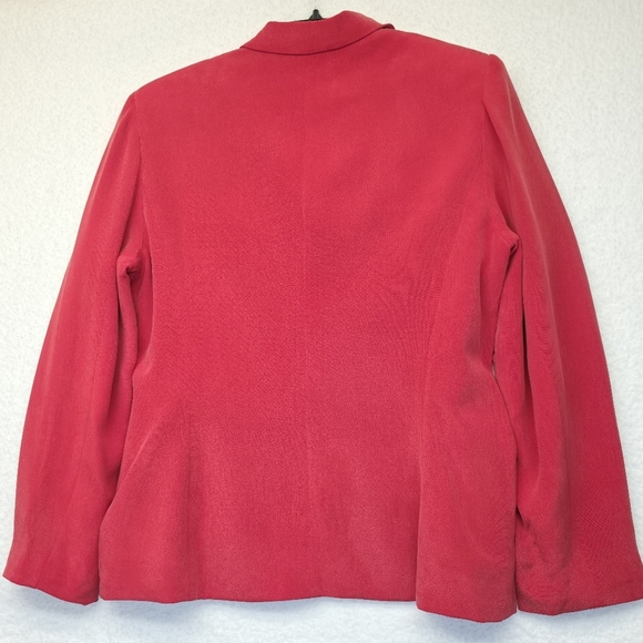 Travis Ayers Red Silk Blazer Women's Size 12 - Picture 4 of 9